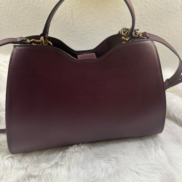 Karl Lagerfeld Paris Raisin Structured Satchel – Gold Logo Crossbody NWT